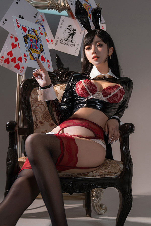 网红美女过期米线线喵 生日贺图兔女郎